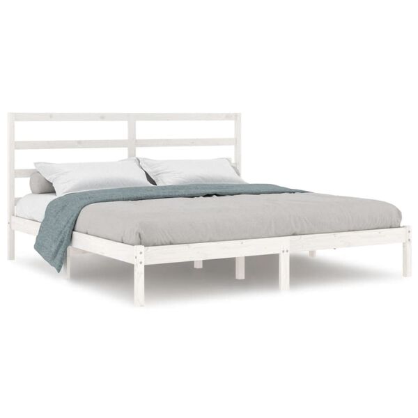 vidaXL Bedframe massief hout wit 180x200 cm