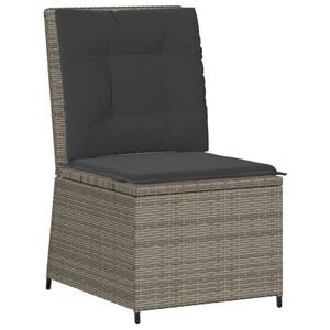vidaXL Tuinbank verstelbaar met kussens poly rattan grijs