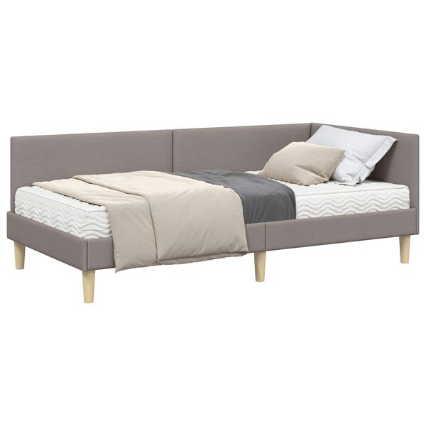 vidaXL Hoekbedframe met Matras Anders met hoofdeinde 2 pcs Taupe Stof