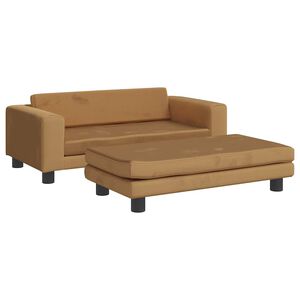 vidaXL Kinderbank met voetensteun 100x50x30 cm fluweel bruin