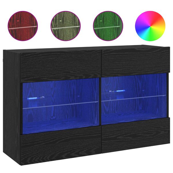 vidaXL TV-wandkast Zwart Eiken 98,5 x 30 x 60,5 cm Bewerkt hout