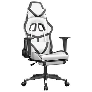 vidaXL Gamestoel met voetensteun kunstleer wit en zwart