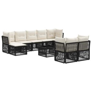 vidaXL Tuinbankenset 10 st Zwart poly rattan
