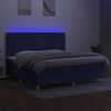 vidaXL Boxspring met matras en LED stof blauw 200x200 cm