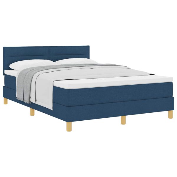 vidaXL Boxspringbed met matras met hoofdeinde Blauw 140 x 190 cm Stof