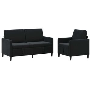 vidaXL Bankenset met opbergruimte 2 st Zwart Polyester