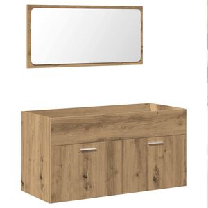 vidaXL Badkamerkast met spiegel bewerkt hout artisanaal eikenkleurig