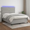 vidaXL Boxspring met matras en LED stof lichtgrijs 140x190 cm