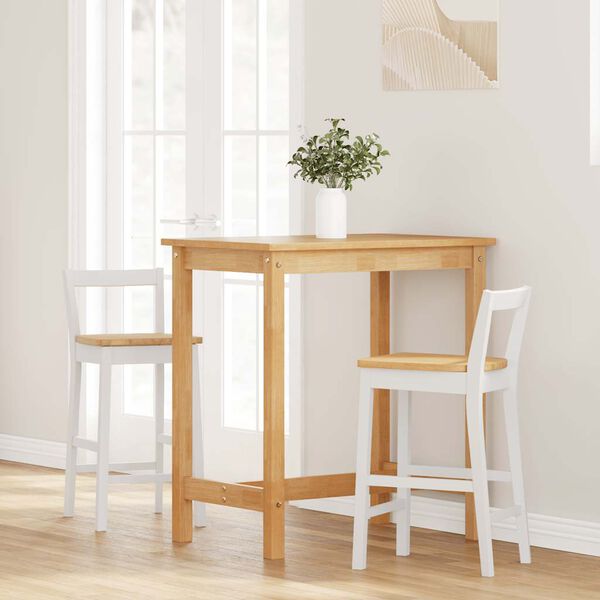 vidaXL Barkrukken 2 stuks Wit Massief Hout Rubber