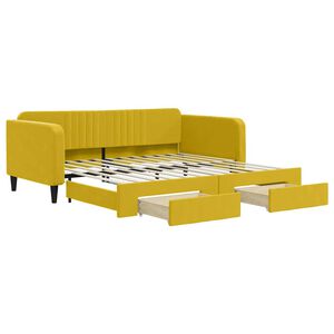 vidaXL Slaapbank met onderschuifbed en lades 100x200 cm fluweel geel