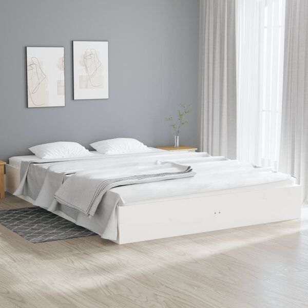 vidaXL Bedframe massief hout wit 150x200 cm