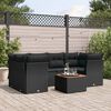 vidaXL 7-delige Loungeset met kussens poly rattan zwart