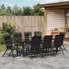 vidaXL Tuin eettafelset 9 pcs Zwart Koffie Gepoedercoat staal