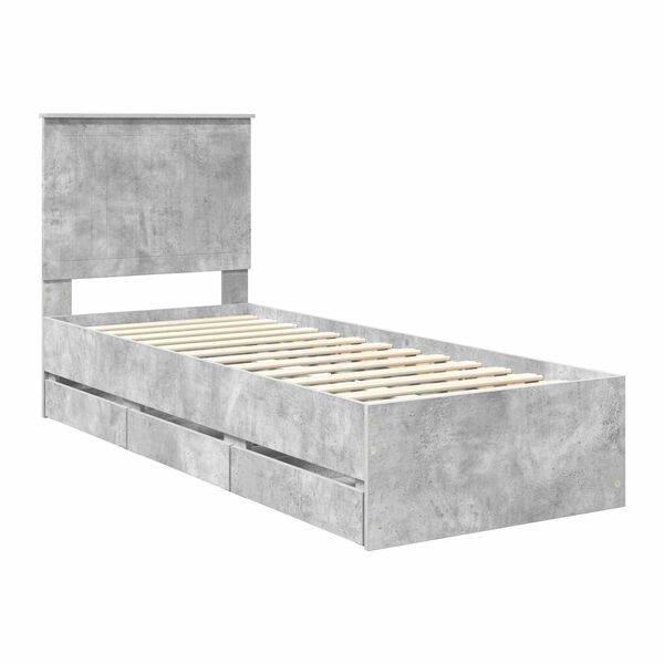 vidaXL Bedframe met lade Beton Grijs 75 x 190 cm Ingenieurshout
