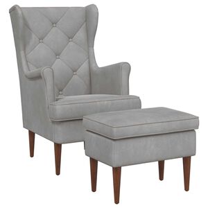 vidaXL Fauteuil met Voetenbank 2 st Lichtgrijs Fluweel
