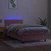 vidaXL Boxspring met matras en LED fluweel roze 100x200 cm