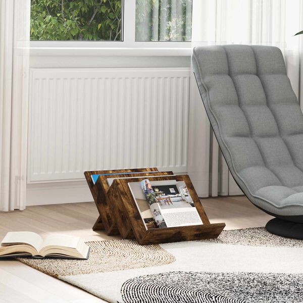 vidaXL Tijdschrift Rek Gerookt eiken 53 x 40 x 28.5 cm Bewerkt hout