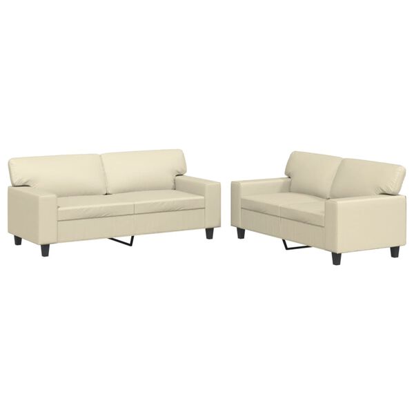 vidaXL 2-delige Loungeset kunstleer crèmekleurig