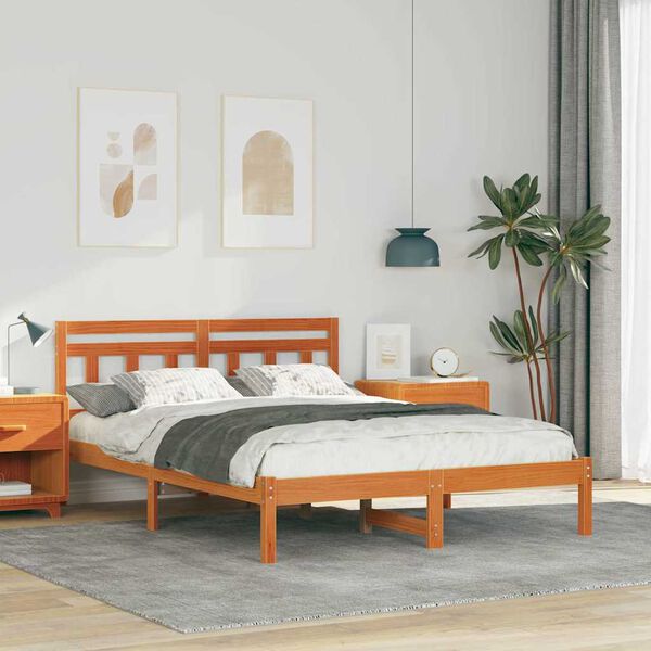 vidaXL Bedframe Bruin 120 x 190 cm Massief grenenhout