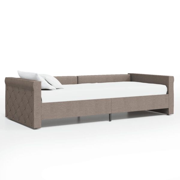 vidaXL Slaapbank met USB stof taupe 90x200 cm