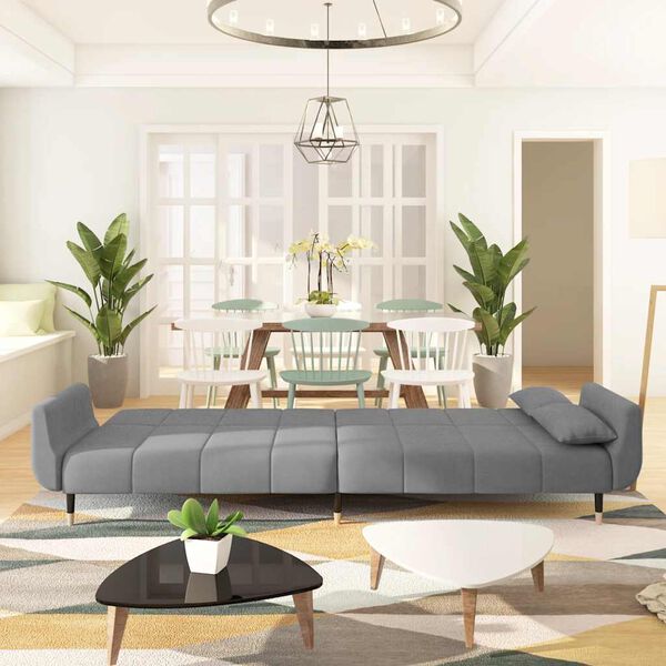 vidaXL Slaapbank 2-zits met 2 kussens fluweel lichtgrijs