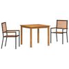 vidaXL Tuin eettafelset 3 pcs Zwart Massief Acaciahout