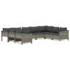 vidaXL 9-delige Loungeset met kussens poly rattan grijs