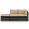 vidaXL 3-delige Loungeset met kussens grijs ge&iuml;mpregneerd hout