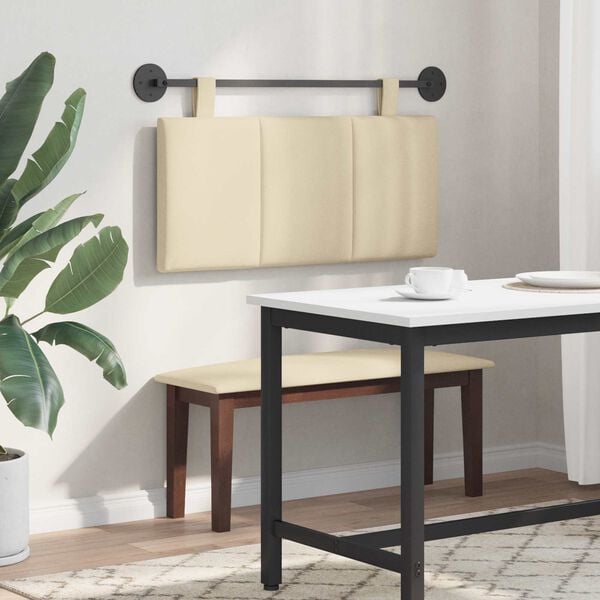 vidaXL Hangend Hoofdeinde Wandgemonteerd Cr&egrave;me 90 x 55 x 5 cm Stof