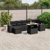 vidaXL 8-delige Loungeset met kussens poly rattan zwart