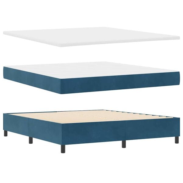 vidaXL Boxspring bed met matras Donkerblauw 180 x 200 cm Fluweel