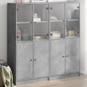 vidaXL Boekenkast met deuren 136x37x142 cm bewerkt hout betongrijs
