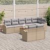vidaXL Tuinbankenset met kussen 9 pcs Beige poly rattan