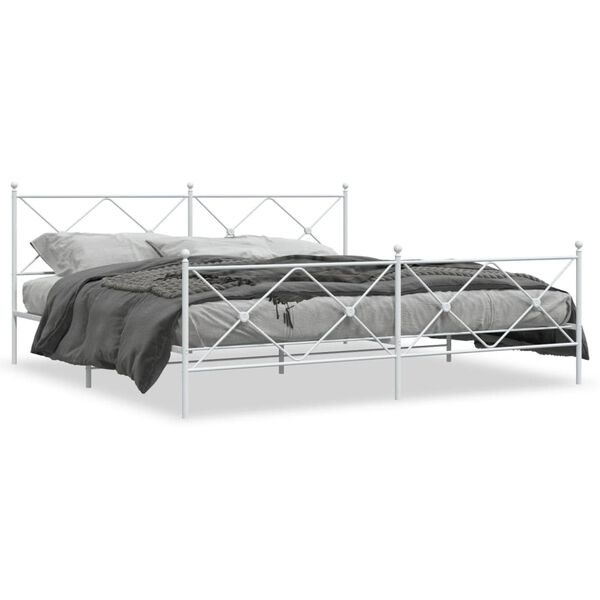 vidaXL Bedframe met hoofd- en voeteneinde metaal wit 193x203 cm