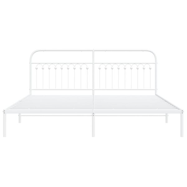 vidaXL Bedframe met hoofdbord metaal wit 193x203 cm
