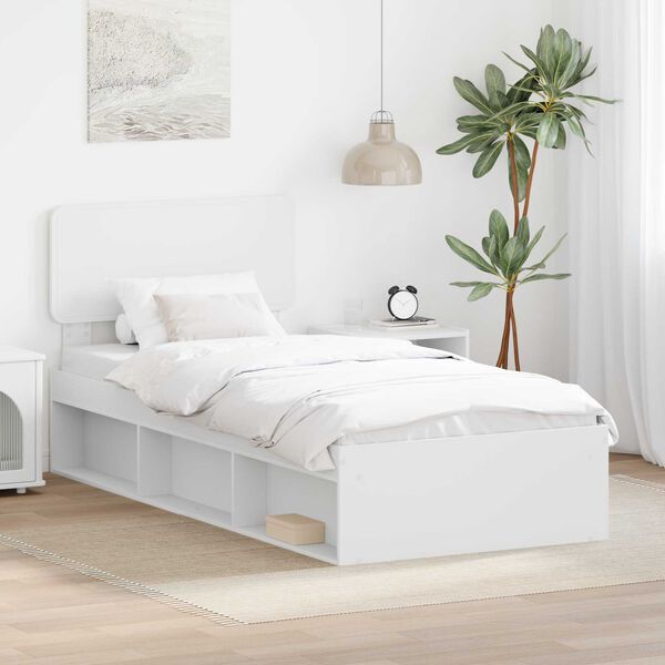 vidaXL Bedframe met hoofdeinde Wit 90 x 190 cm Massief grenenhout