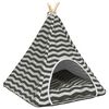 vidaXL Dieren teepee met kussen Wit en Grijs 60 x 60 x 70 cm Polyester