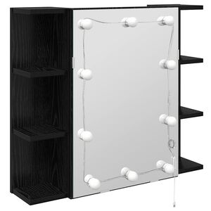 vidaXL Spiegelkast Zwart Eiken 70 x 16,5 x 60 cm Bewerkt hout