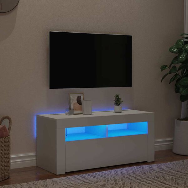 vidaXL Tv-meubel met LED-verlichting 90x35x40 cm wit