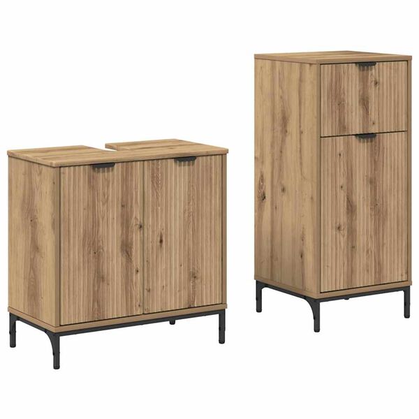 vidaXL Badkamermeubelset 2 pcs artisanaal eikenkleurig Bewerkt hout