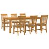 vidaXL Eetkamerset 7 st Beige Massief Eikenhout