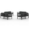 vidaXL 8-delige Loungeset met kussens aluminium antracietkleurig