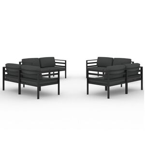 vidaXL 8-delige Loungeset met kussens aluminium antracietkleurig