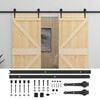 vidaXL Schuifdeur 2 st 80 x 210 cm Massief grenenhout Naturel en Zwart