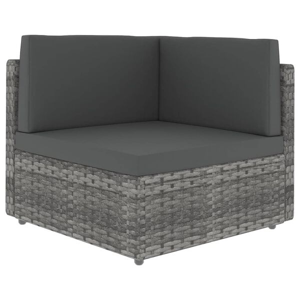vidaXL 8-delige Loungeset met kussens poly rattan grijs
