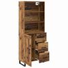 vidaXL Hoge kast met lade Oudhout 69,5 x 34 x 180 cm Bewerkt hout