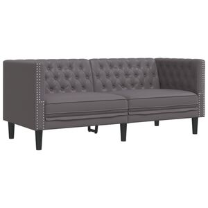 vidaXL Tweezitsbank Chesterfield-stijl kunstleer grijs
