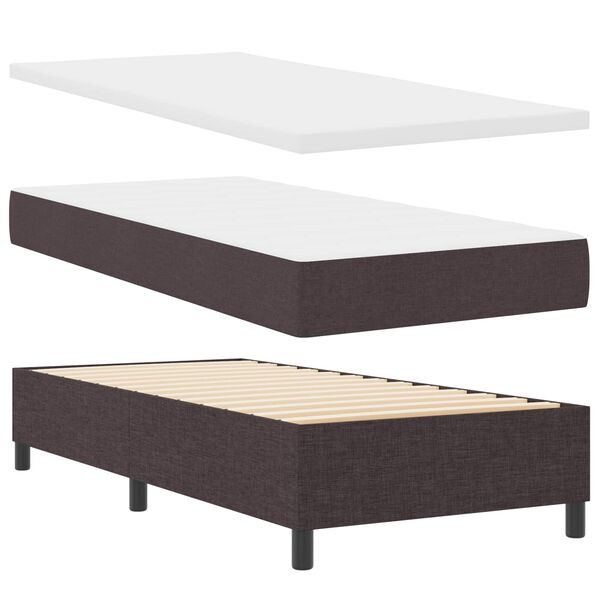 vidaXL Boxspring bed met matras met LED Donkerbruin 90 x 190 cm Stof