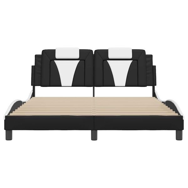 vidaXL Bedframe "Viana" zonder matras kunstleer zwart en wit 160x200 cm