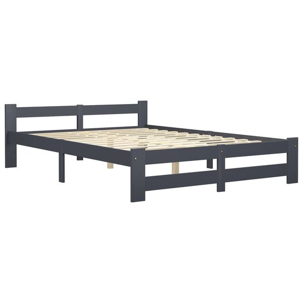 vidaXL Bedframe massief grenenhout donkergrijs 140x200 cm